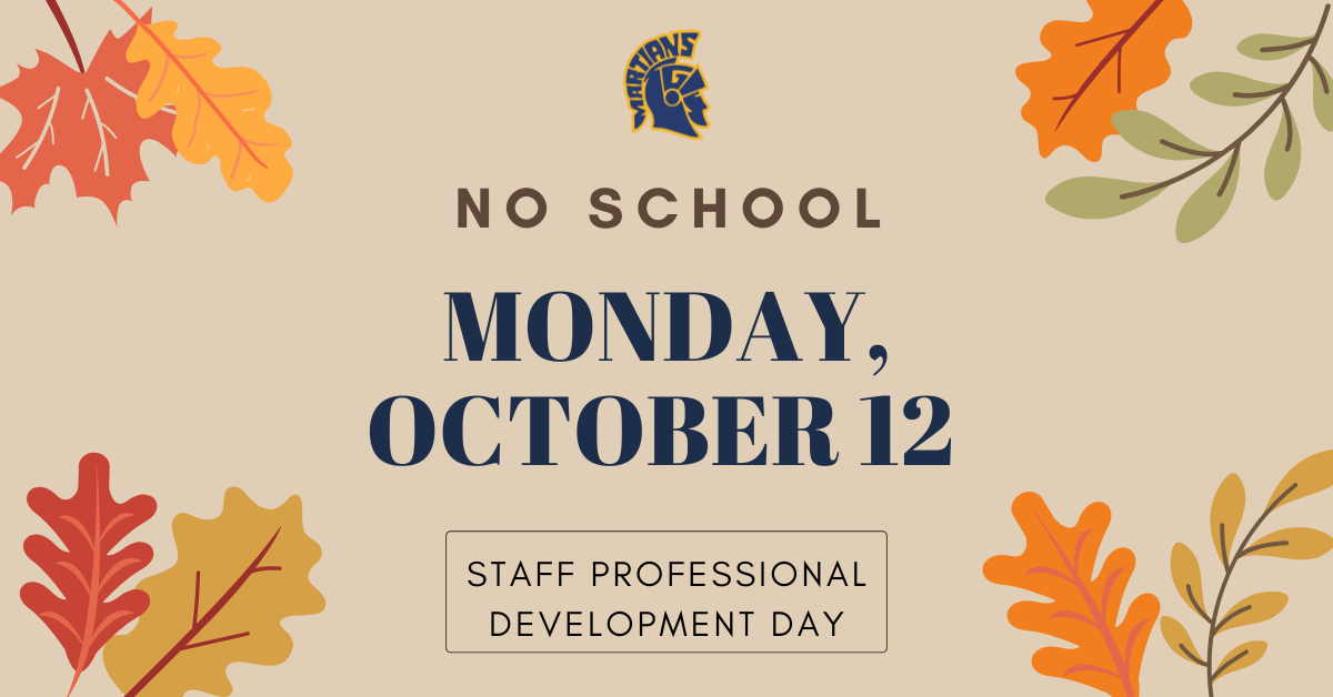  No School Monday, October 12
